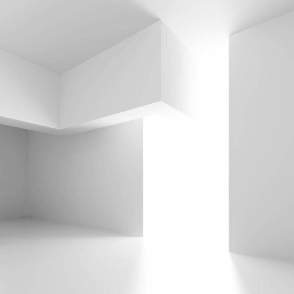 White Interior Design. Empty Room with Door