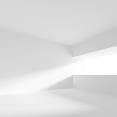 Pencere ile beyaz boş oda. en az Office int 3D render