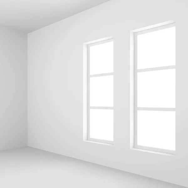 Chambre blanche vide avec fenêtre. 3d Rendu de l'Int de Bureau Minimal — Photo