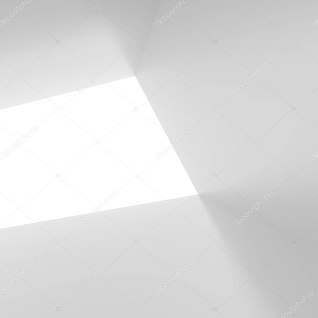 White Empty Room with Window. 3d Rendering of Minimal Office Int