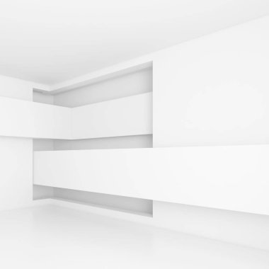 Modern iç mekan tasarımları 3D Illustration. En az mimarisi