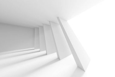 Pencere ve sütunları boş oda. Geometrik şekiller yapısı. 