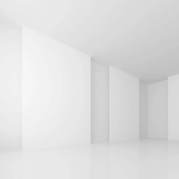 3D-Darstellung des abstrakten Galerieinterieurs. weißer Retro-Architekt — Stockfoto