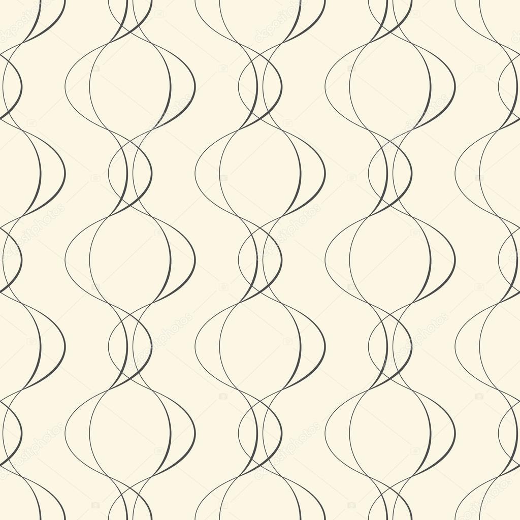 Seamless Curved Line Pattern. Black and White Regular Abstract F