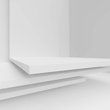 Beyaz Modern mimari arka plan. Soyut yapı taşları