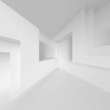 Beyaz Modern mimari arka plan. Soyut yapı taşları