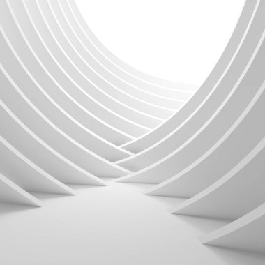 Beyaz sütun iç 3D Illustration. Yaratıcı endüstriyel Co