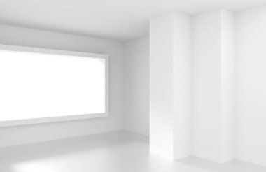 Pencere ile beyaz boş oda. Modern iç arka plan