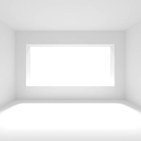 Empty Room With Open Window. White Interior Design