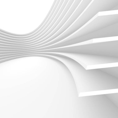 Beyaz mimari daire. Fütüristik iç Desi