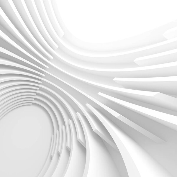 White Architecture Circular Background. Abstract Tunnel Design. 