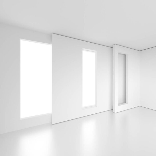 White Empty Room with Window. Office Interior Design