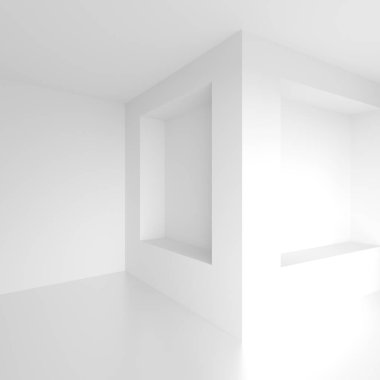 Beyaz mimari grafik tasarım. Fütüristik iç adam