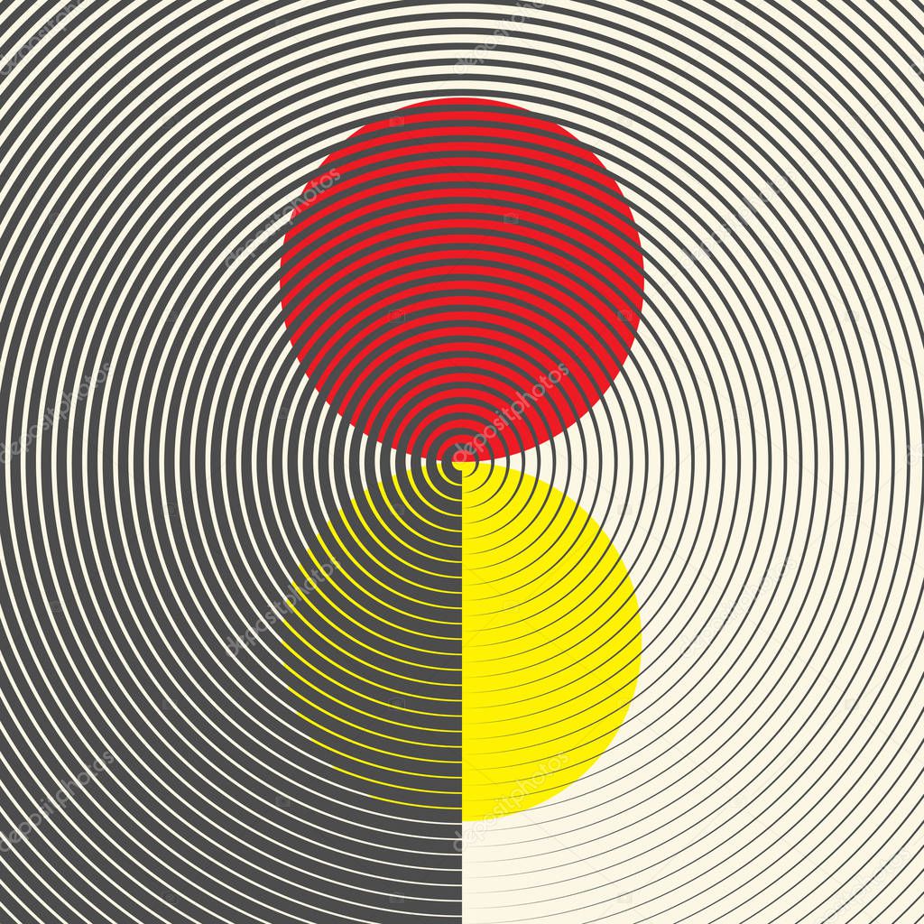 Circular Red and Yellow Ornament. Geometric Graphic Design