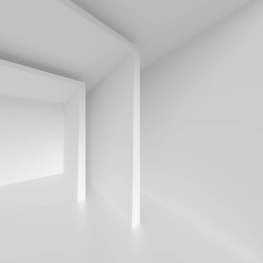 Fütüristik mimarisi tasarımı. Beyaz arka plan ile Minimalist