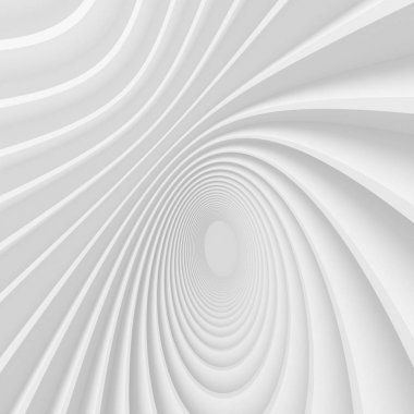 Beyaz daire tünel oluşturma 3D render. Yaratıcı Enginee