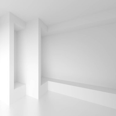 Fütüristik mimarisi tasarımı. Beyaz arka plan ile Minimalist