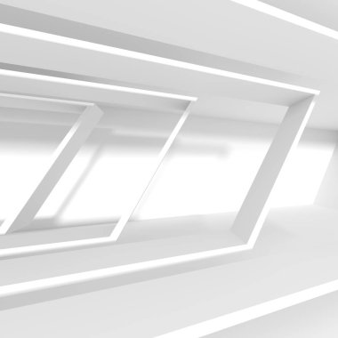 Fütüristik mimarisi tasarımı. Beyaz arka plan ile Minimalist