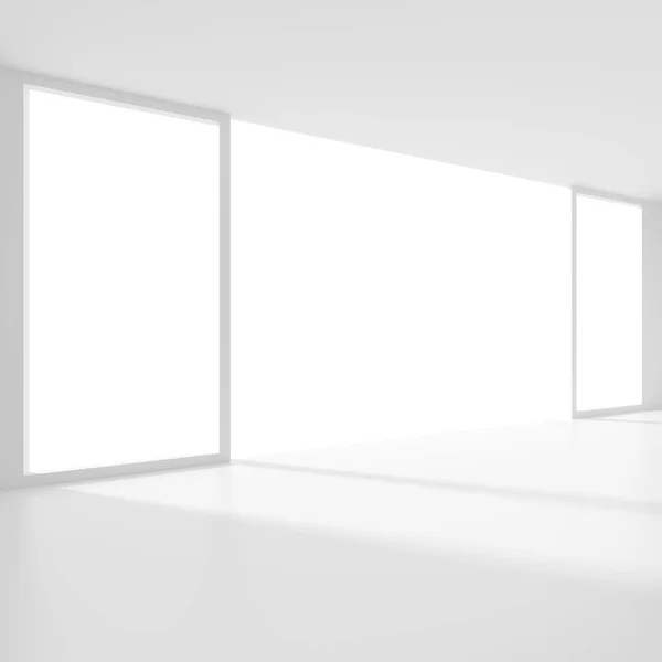 Abstraktní pojetí interiéru. Bílé moderní pokoj s oknem — Stock fotografie