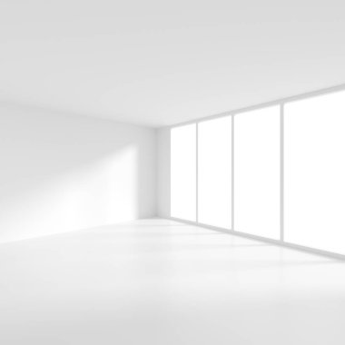 Modern iç mekan tasarımları. Boş oda ile pencere. En az soyut