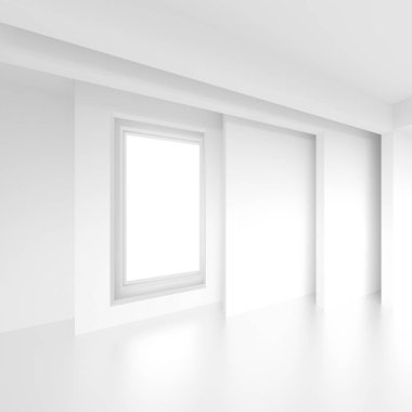Soyut iç kavramı. Beyaz Modern Oda pencere