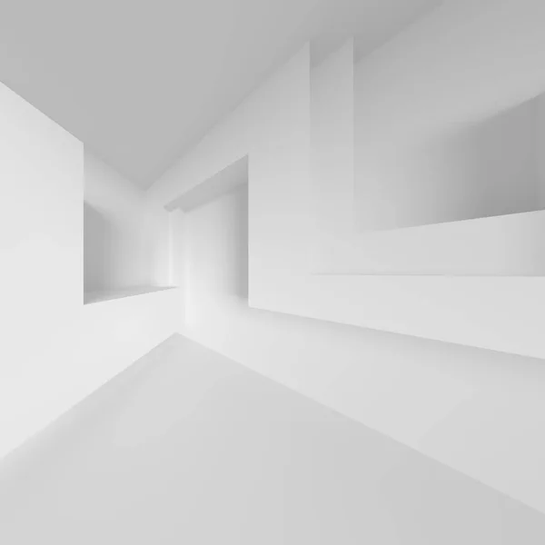 未来的室内背景。白色的抽象生活房间让步 — 图库照片