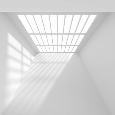 Soyut iç kavramı. Beyaz Modern Oda pencere