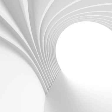 Modern mimari arka plan. Beyaz daire bina. En az