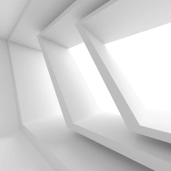 Αφηρημένη δωμάτιο με παράθυρο. Λευκό φόντο μοντέρνο εσωτερικό — Φωτογραφία Αρχείου