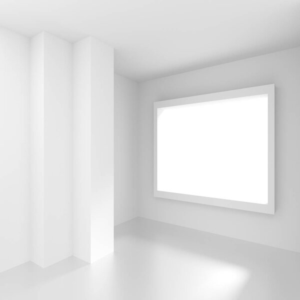 Abstract Interior Concept. White Modern Room with Window