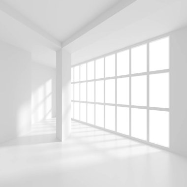 Soyut iç kavramı. Beyaz Modern Oda pencere