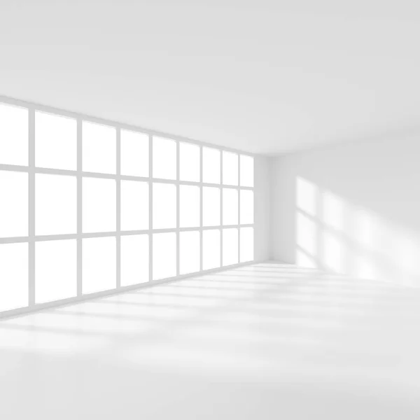 Concepto interior abstracto. Habitación moderna blanca con ventana — Foto de Stock