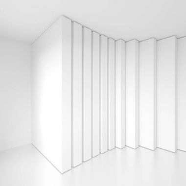 Fütüristik iç arka plan. Beyaz soyut oturma odası Conce