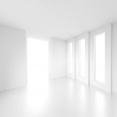 İç arka plan. Beyaz oda pencere. Modern Arc