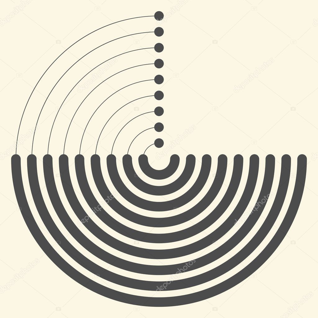 Futuristic Logotype Design. Abstract Circular Shape. Vector Monochrome Illustration
