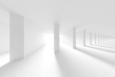 Beyaz Tünel Arkaplanı. Soyut Sütunlar Salonu