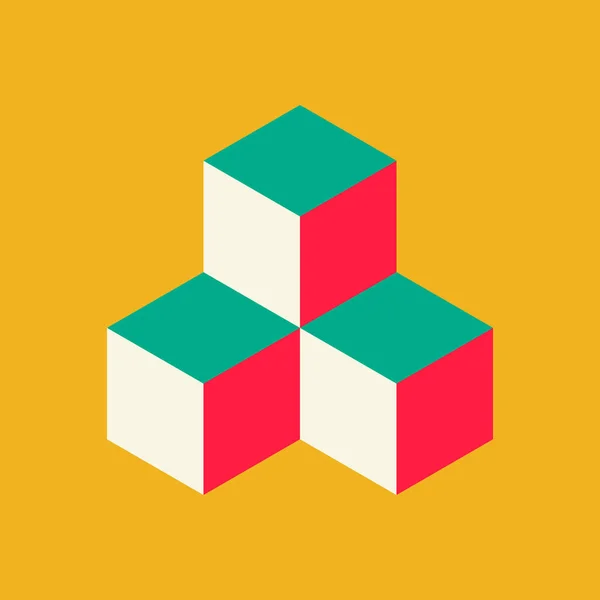 Logotipo de cubo abstrato. Desenho gráfico geométrico colorido — Vetor de Stock