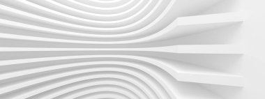 Soyut mimari arka plan. Beyaz dairesel bina. Geometrik grafik tasarım. 3B Işleme