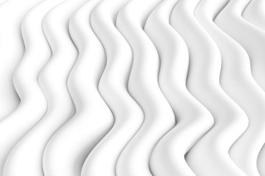 Soyut Mimarlık Geçmişi. Beyaz Dalga Duvar Kağıdı 'nın 3 boyutlu görüntüsü. Yaratıcı Grafik Tasarımı