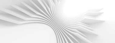 Soyut Mimarlık Geçmişi. Beyaz Daire Binası 'nın 3D görüntüsü. Modern Geometrik Duvar Kağıdı. Gelecekçi Mühendislik Tasarımı