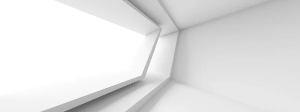 未来的なインテリアデザイン 窓付きの白い部屋 最小限の抽象建築背景 3Dレンダリング — ストック写真
