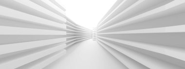 Soyut Salon Arkaplanı. Minimal Mimarlık Tasarımı. Beyaz Sanayi Duvar Kağıdı. 3d Görüntü