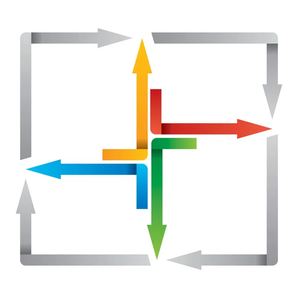 Frecce Colorate Connesse Concetto Connessioni Rete Digitali — Vettoriale Stock