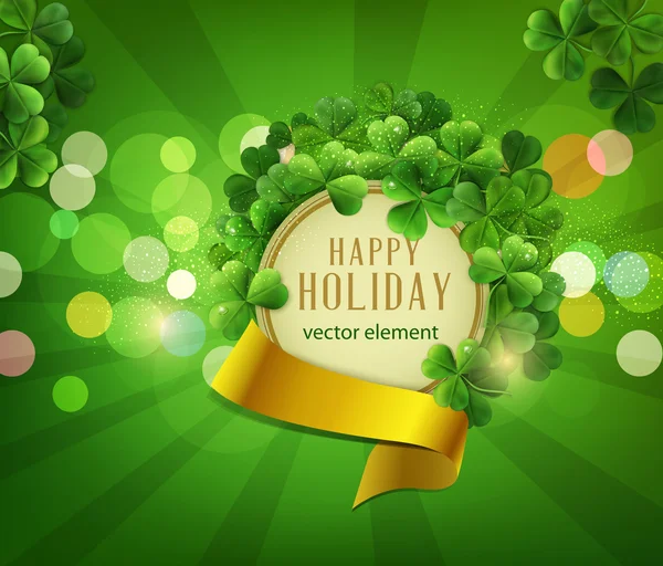 Happy Holiday text in frame of shamrocks — Stock Vector