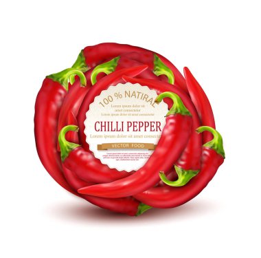 Vektör arka plan kırmızı sıcak biber yerleştirilen bir daire ile bir
