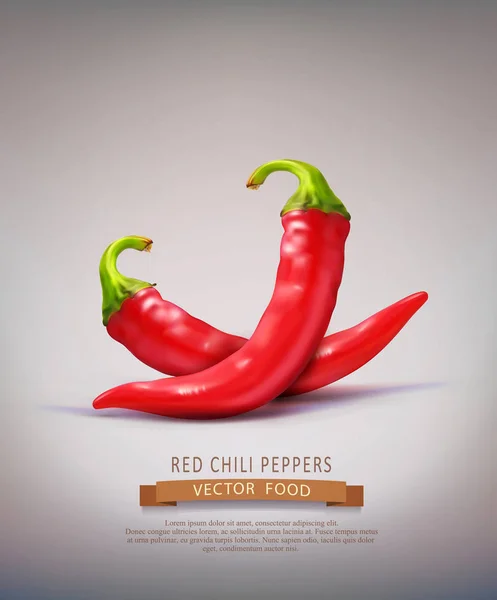 Wektor dwóch red hot chili peppers na białym tle na brązowym tle — Wektor stockowy