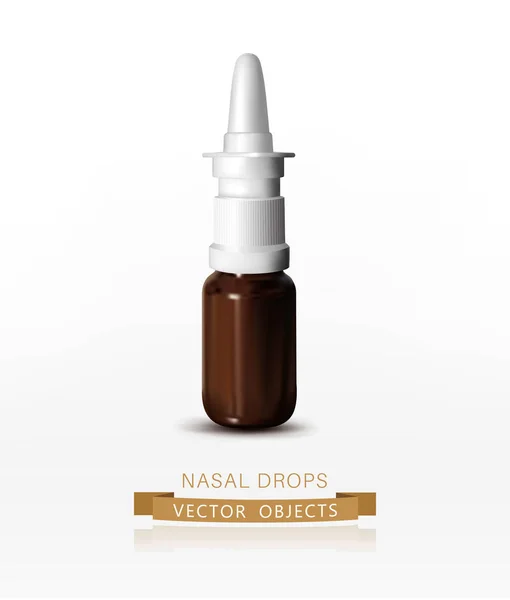Vector bottle of nose drops isolated on white background. — Stock Vector