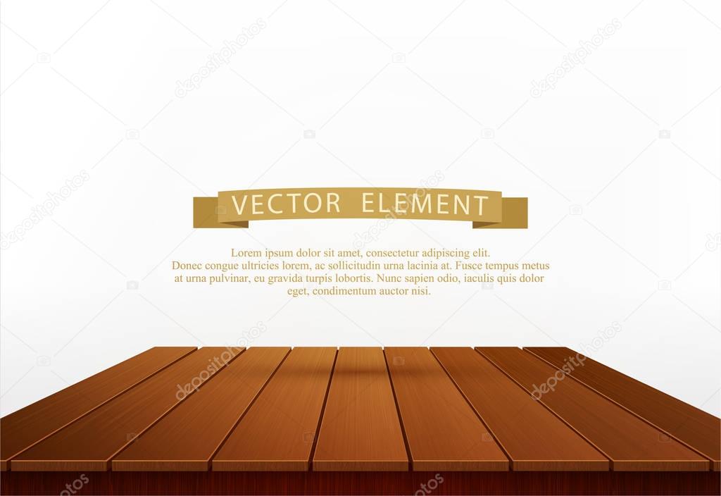 Vector wooden table isolated on white background. Element for de