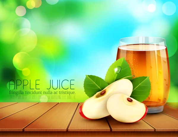 リンゴ ジュースのカップ ガラス — ストックベクタ