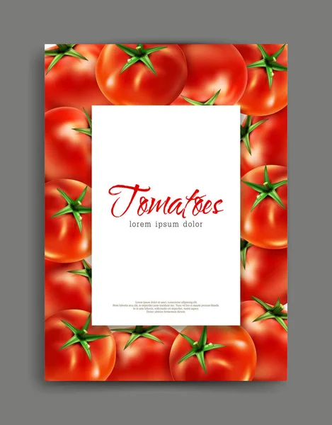 Ilustrasi dengan tomat realistis - Stok Vektor